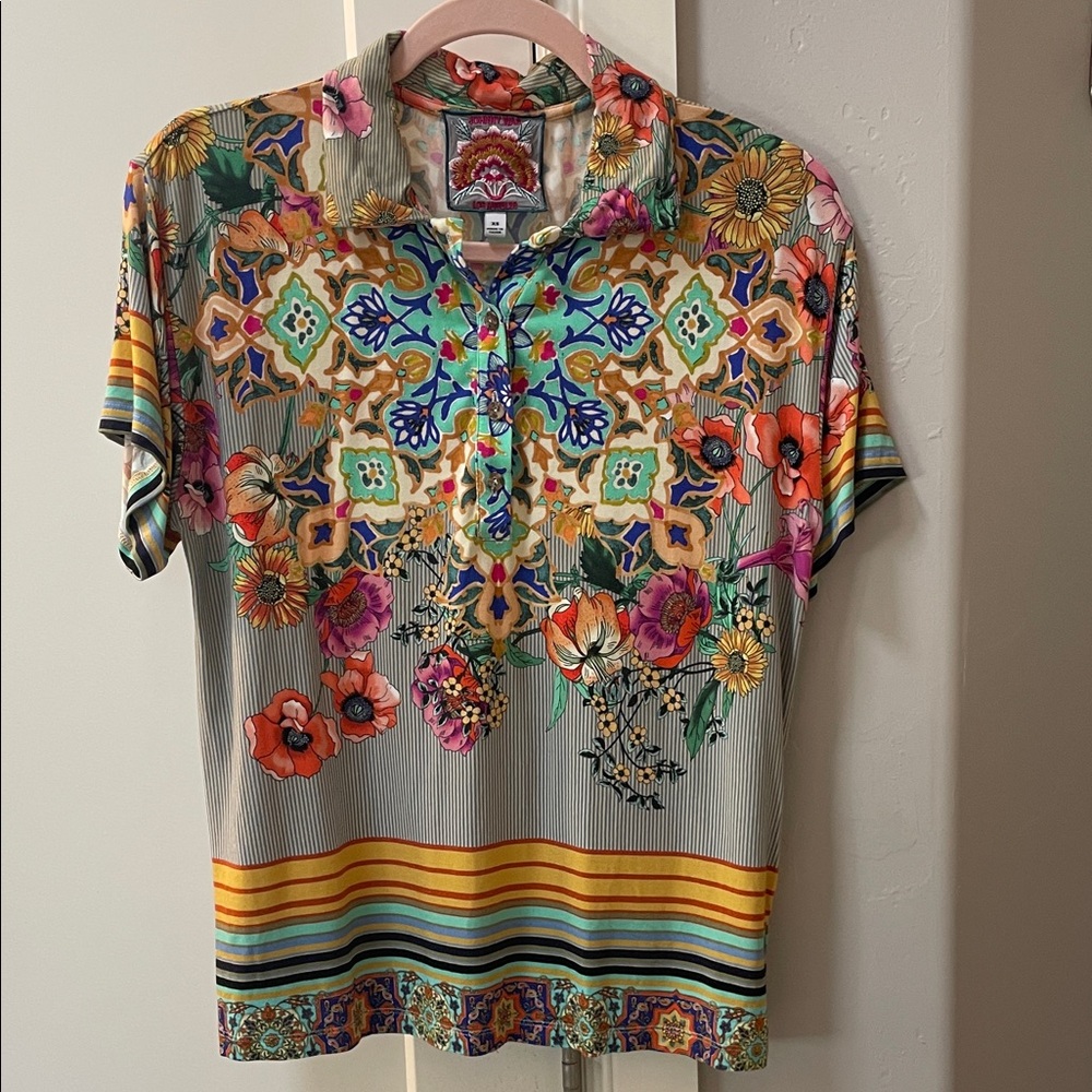 Johnny Was Multicolor Floral Blouse